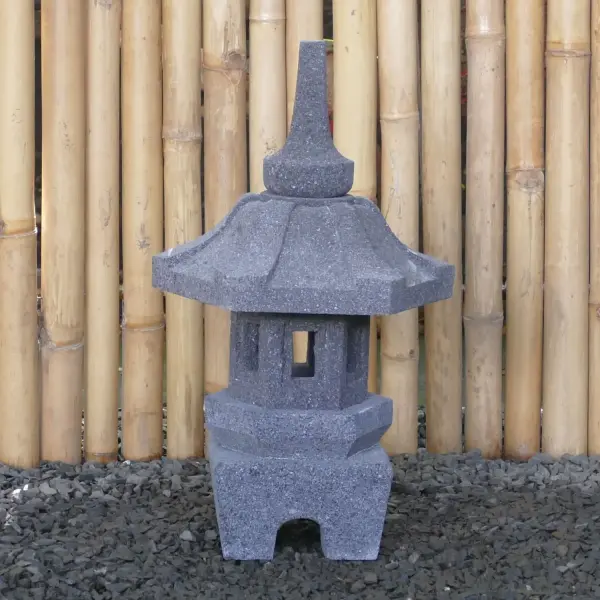 Product image 1 of the product “Japanese style Garden Lantern, made from Andesit Stone. Multipart. 50 cm Height, Roof is 30 cm width. ”